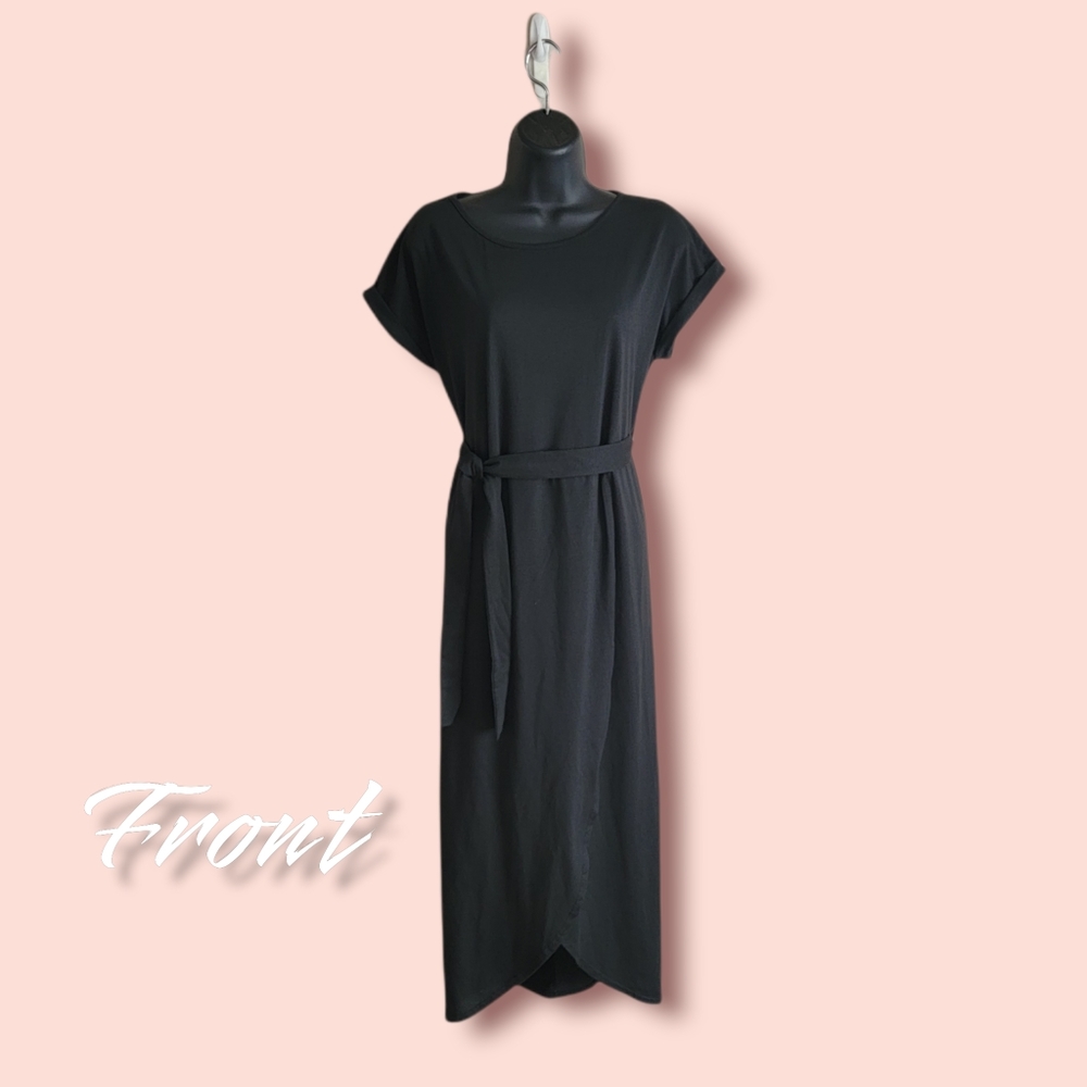 Very Flattering belted black maxi
